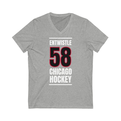 Entwistle 58 Chicago Hockey Black Vertical Design Unisex V-Neck Tee