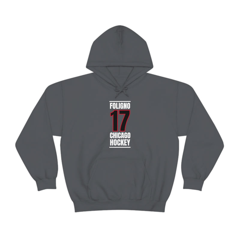 Foligno 17 Chicago Hockey Black Vertical Design Unisex Hooded Sweatshirt