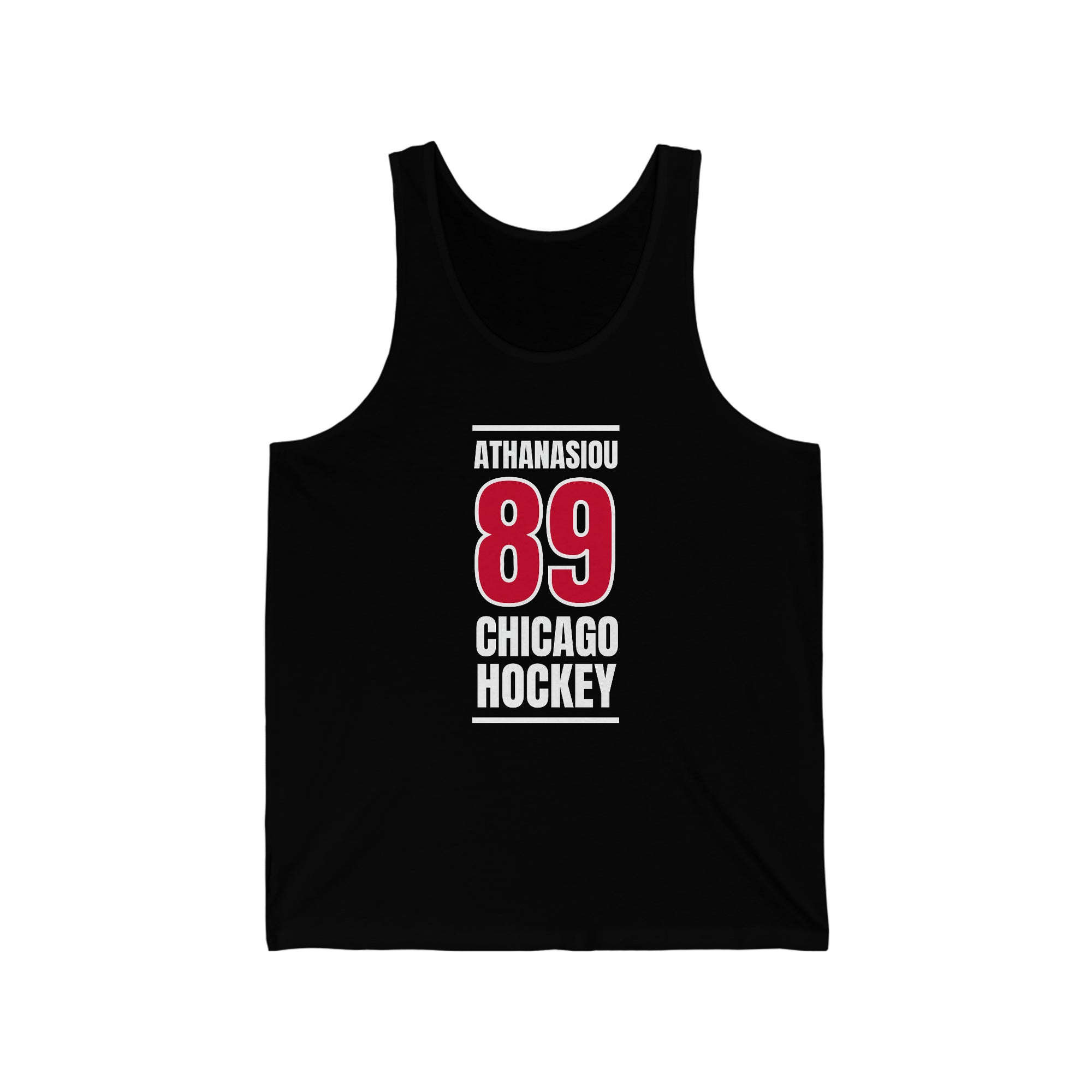 Athanasiou 89 Chicago Hockey Red Vertical Design Unisex Jersey Tank Top