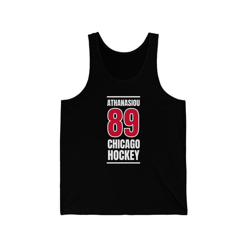 Athanasiou 89 Chicago Hockey Red Vertical Design Unisex Jersey Tank Top