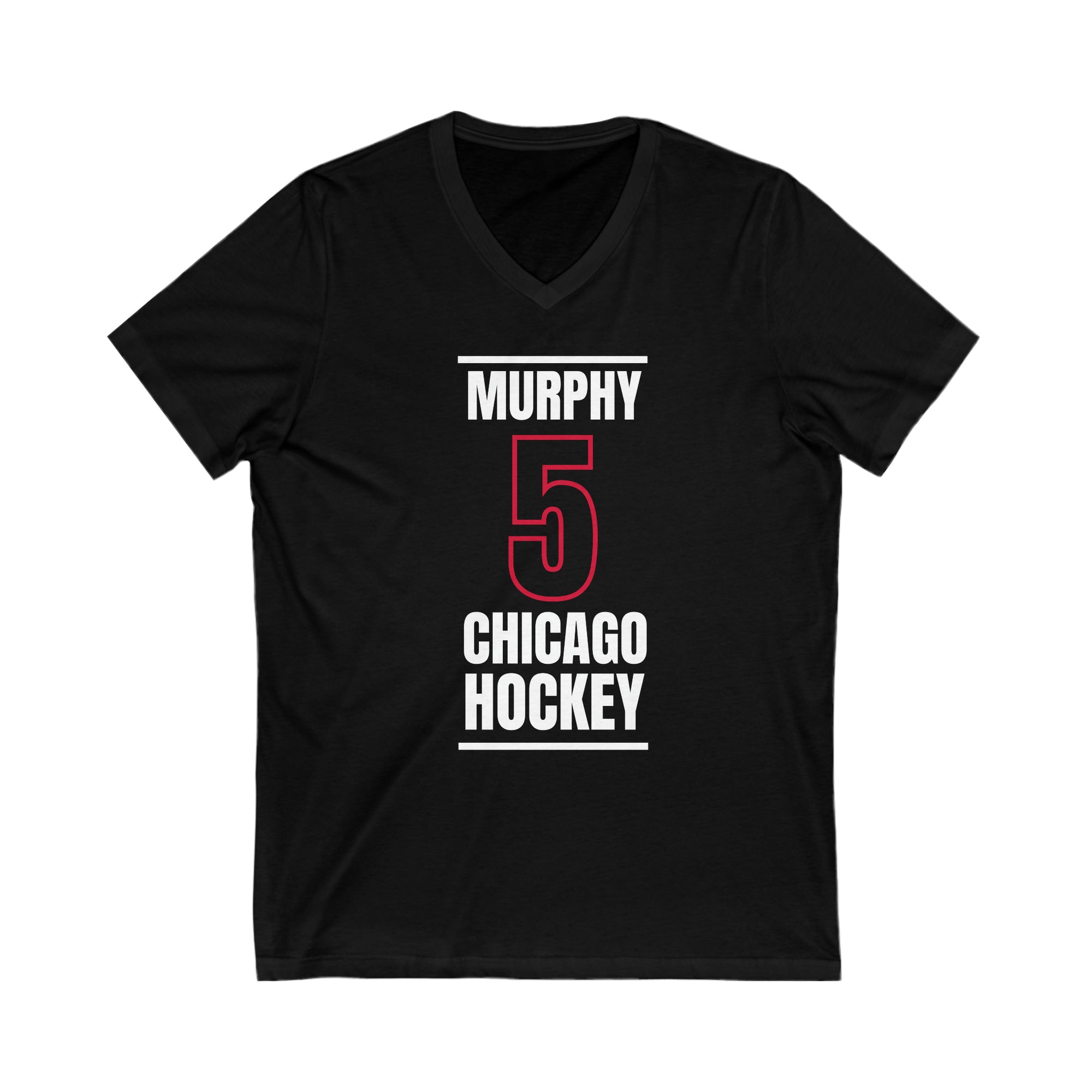 Murphy 5 Chicago Hockey Black Vertical Design Unisex V-Neck Tee