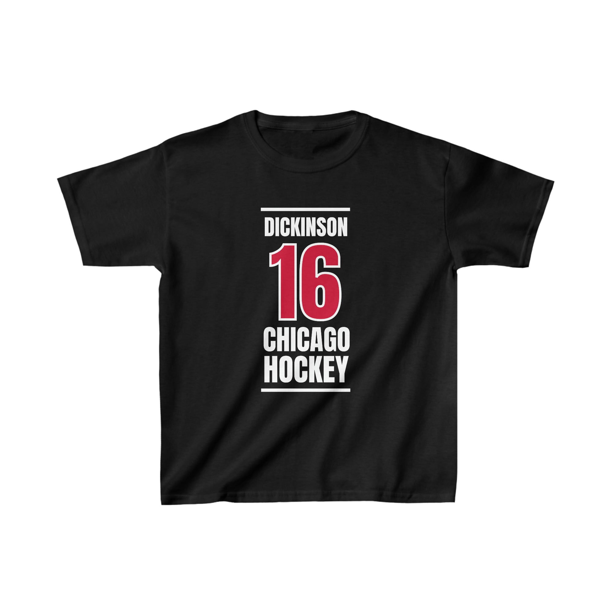 Dickinson 16 Chicago Hockey Red Vertical Design Kids Tee