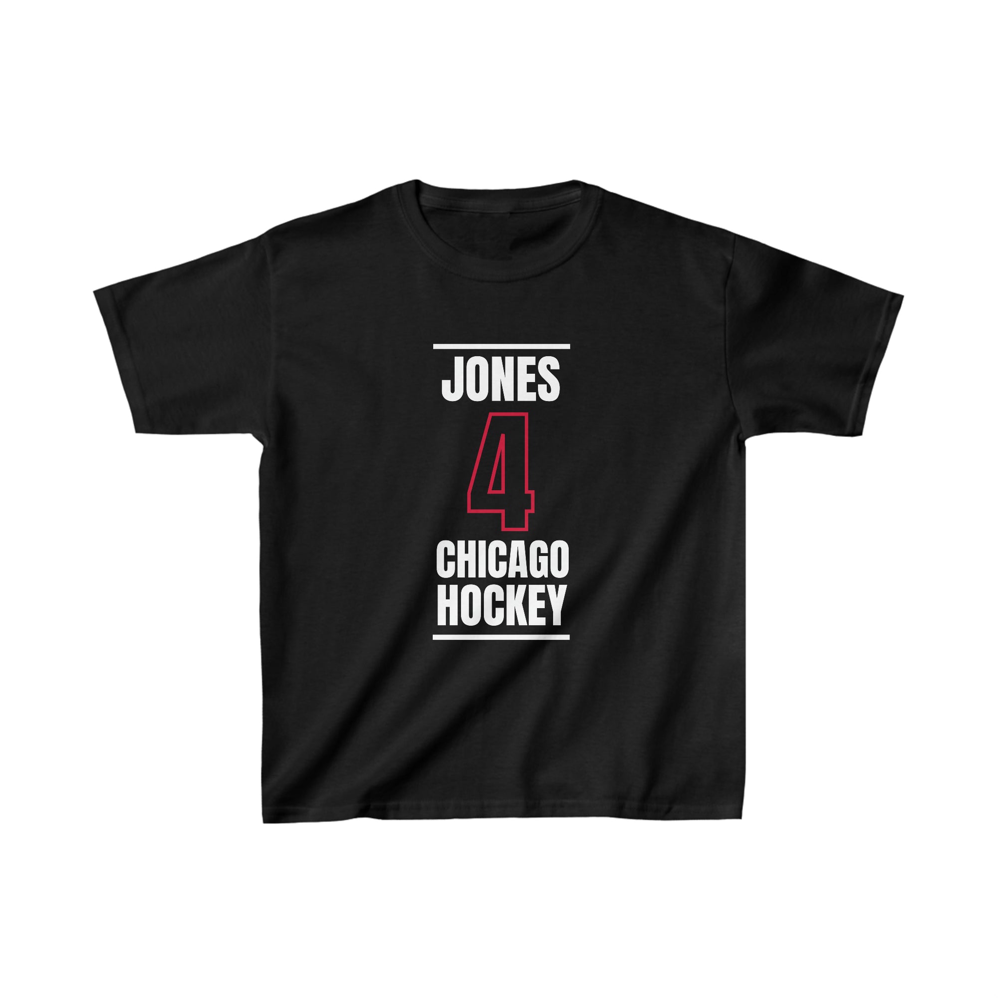 Jones 4 Chicago Hockey Black Vertical Design Kids Tee