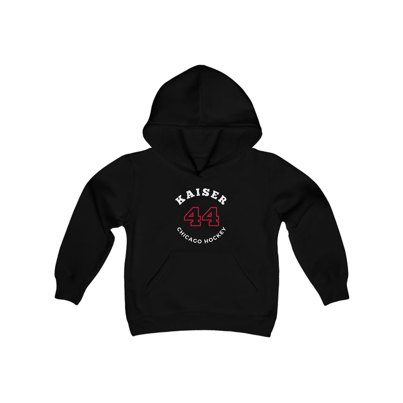 Kaiser 44 Chicago Hockey Number Arch Design Youth Hooded Sweatshirt