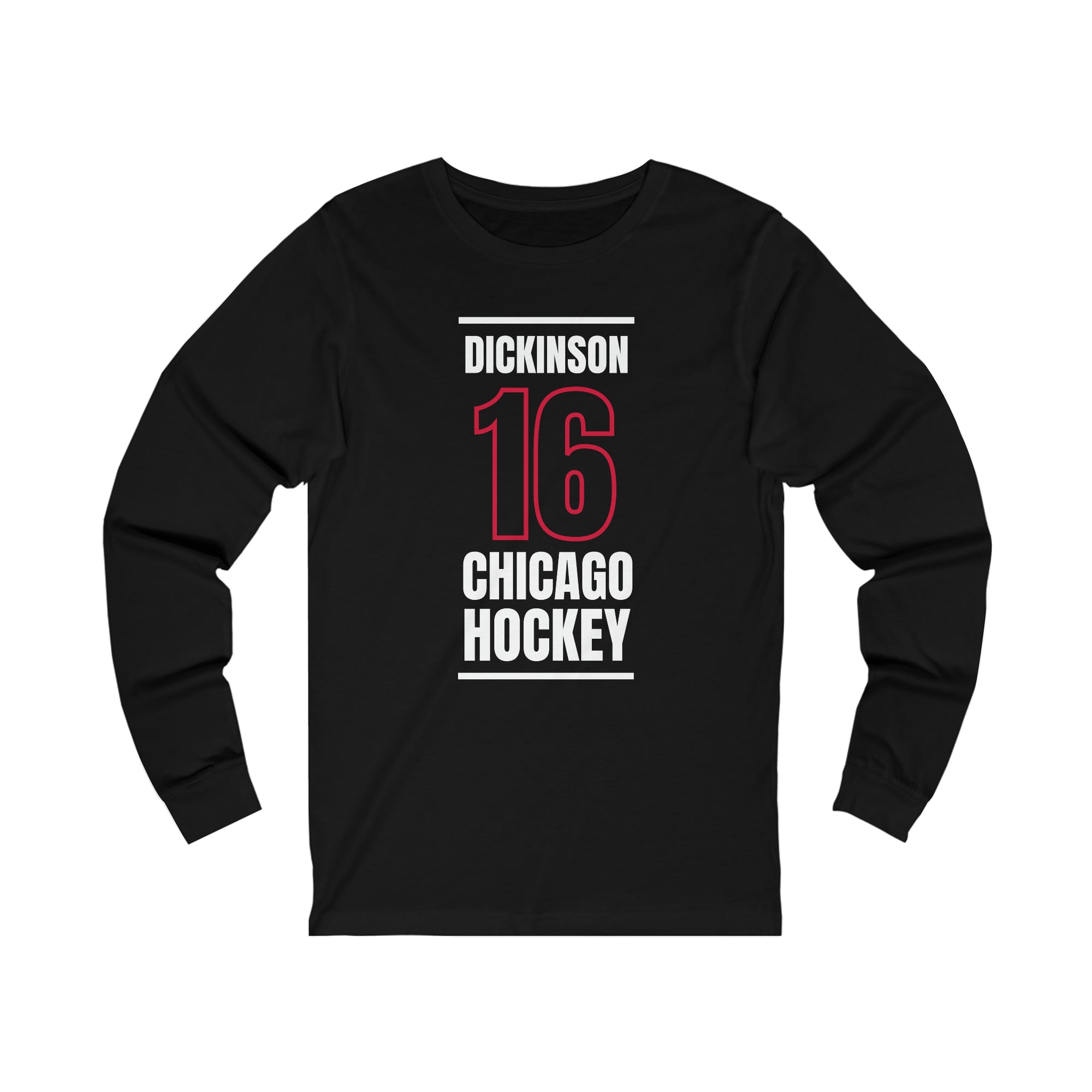 Dickinson 16 Chicago Hockey Black Vertical Design Unisex Jersey Long Sleeve Shirt