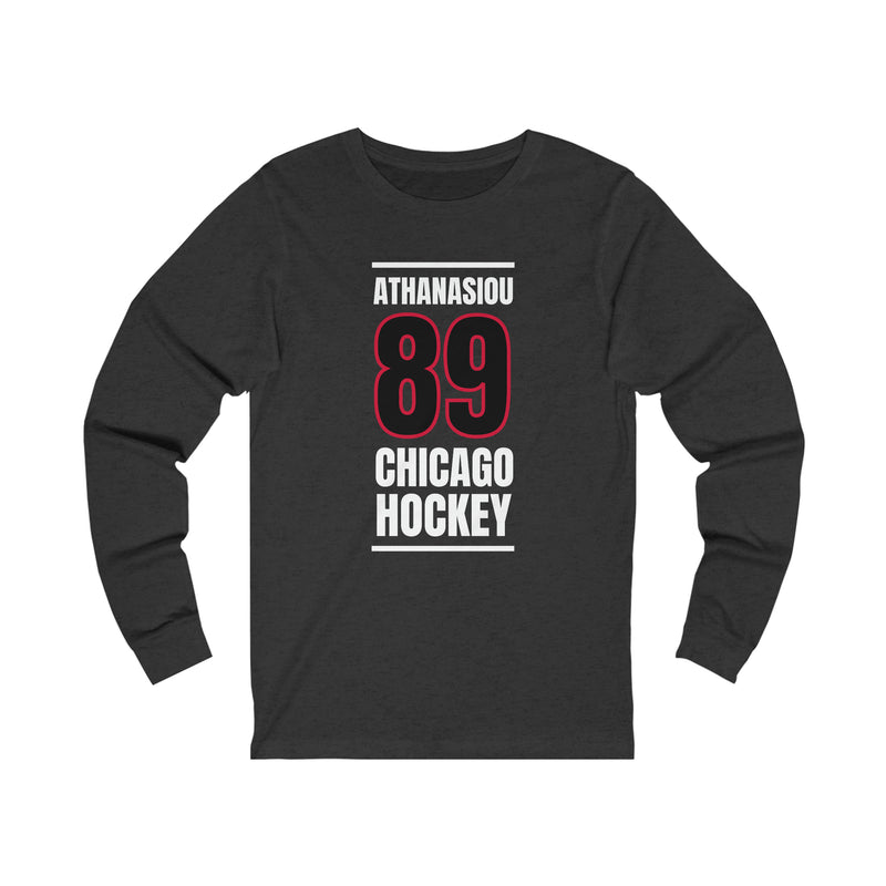 Athanasiou 89 Chicago Hockey Black Vertical Design Unisex Jersey Long Sleeve Shirt
