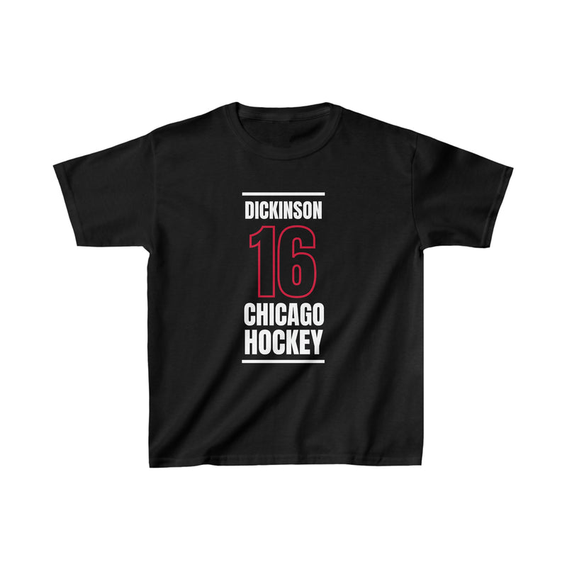 Dickinson 16 Chicago Hockey Black Vertical Design Kids Tee