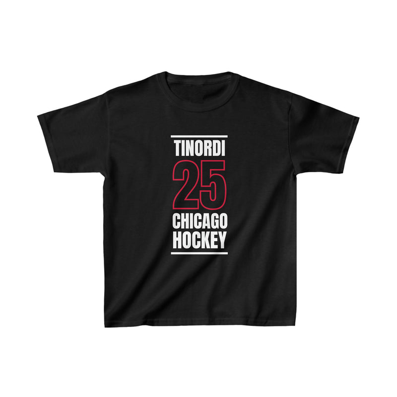 Tinordi 25 Chicago Hockey Black Vertical Design Kids Tee