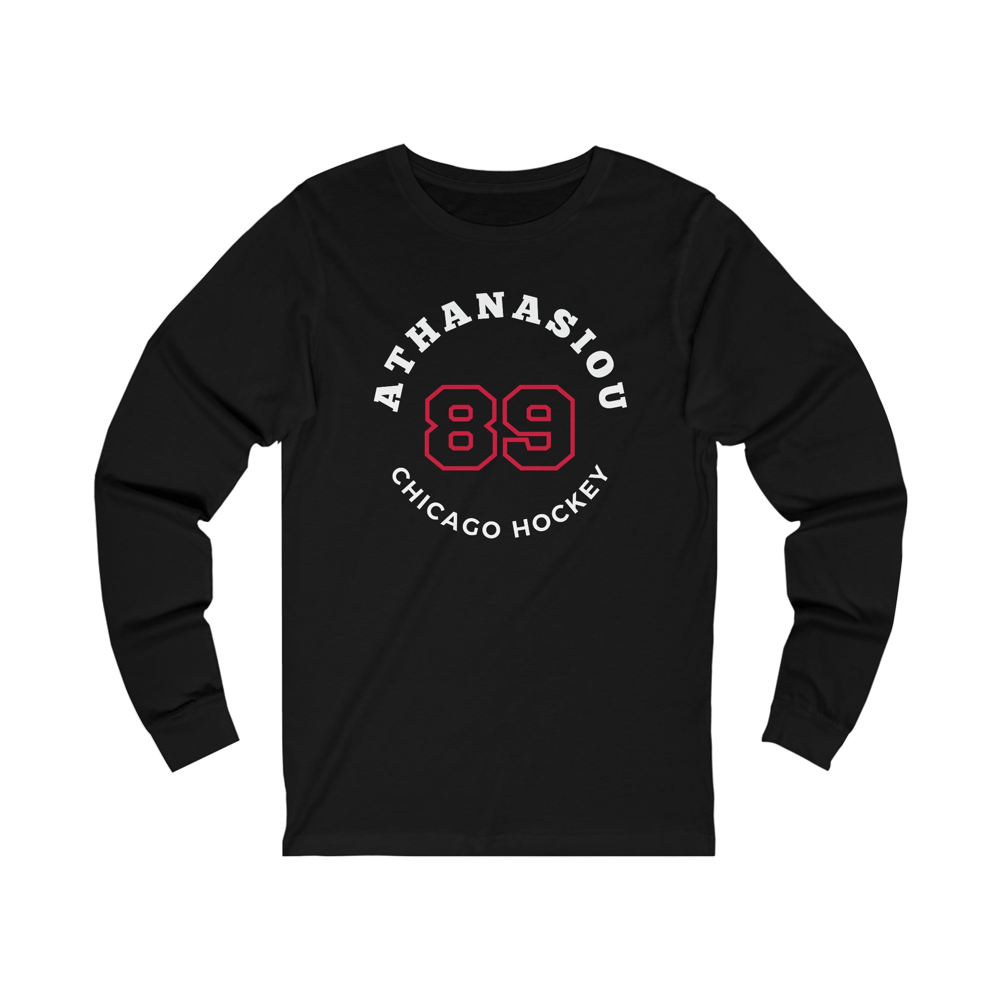 Athanasiou 89 Chicago Hockey Number Arch Design Unisex Jersey Long Sleeve Shirt