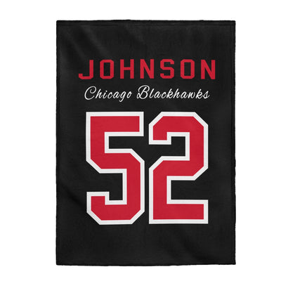 Johnson 52 Chicago Blackhawks Velveteen Plush Blanket