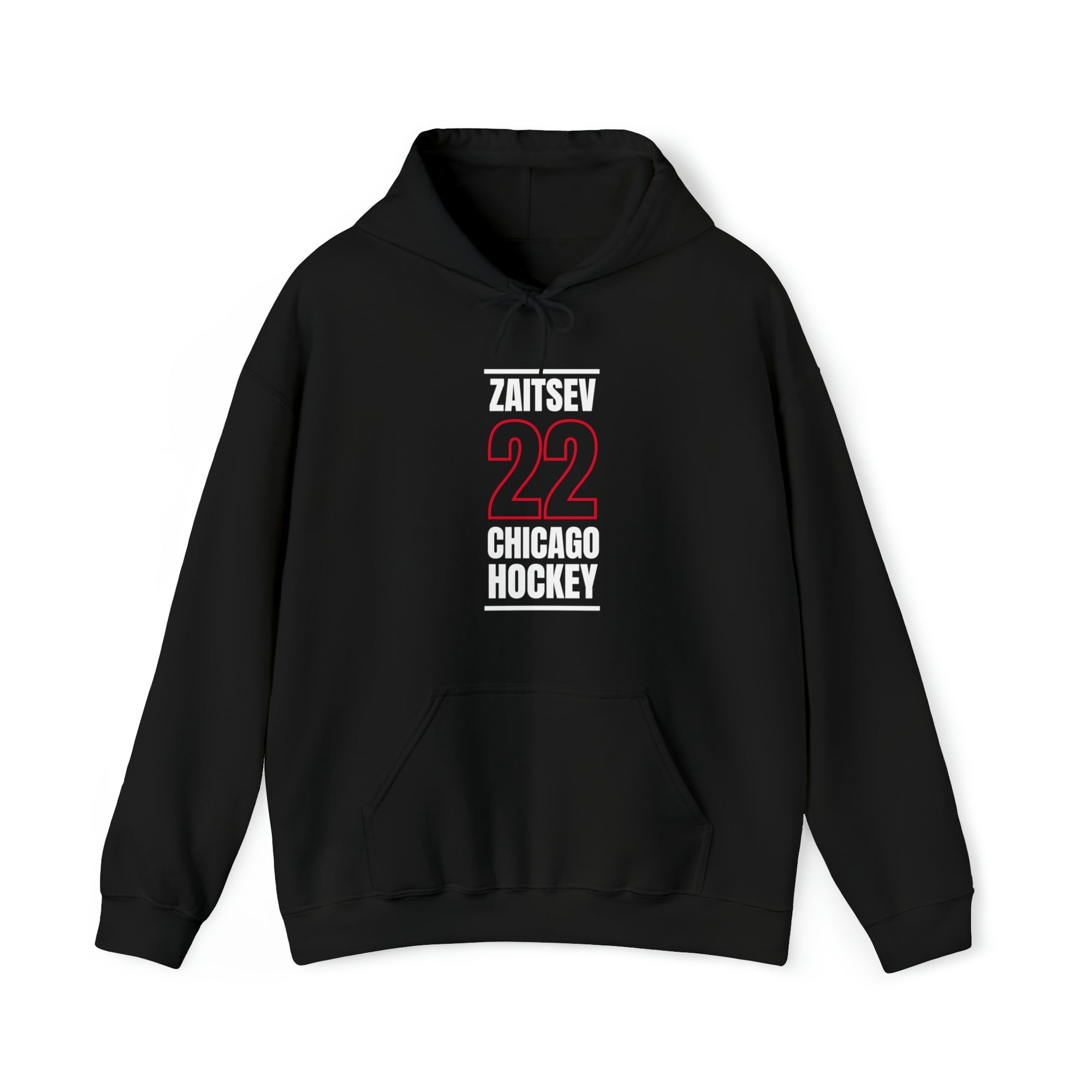 Zaitsev 22 Chicago Hockey Black Vertical Design Unisex Hooded Sweatshirt