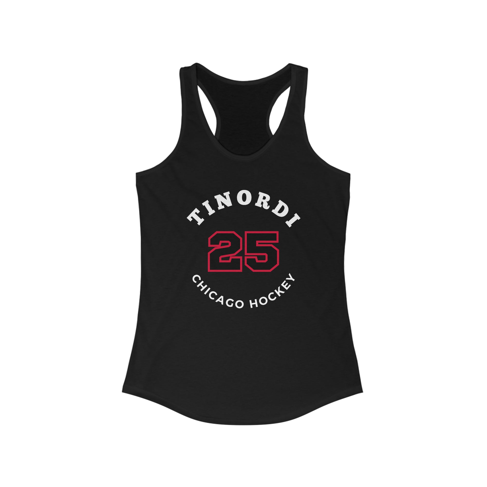 Tinordi 25 Chicago Hockey Number Arch Design Women's Ideal Racerback Tank Top