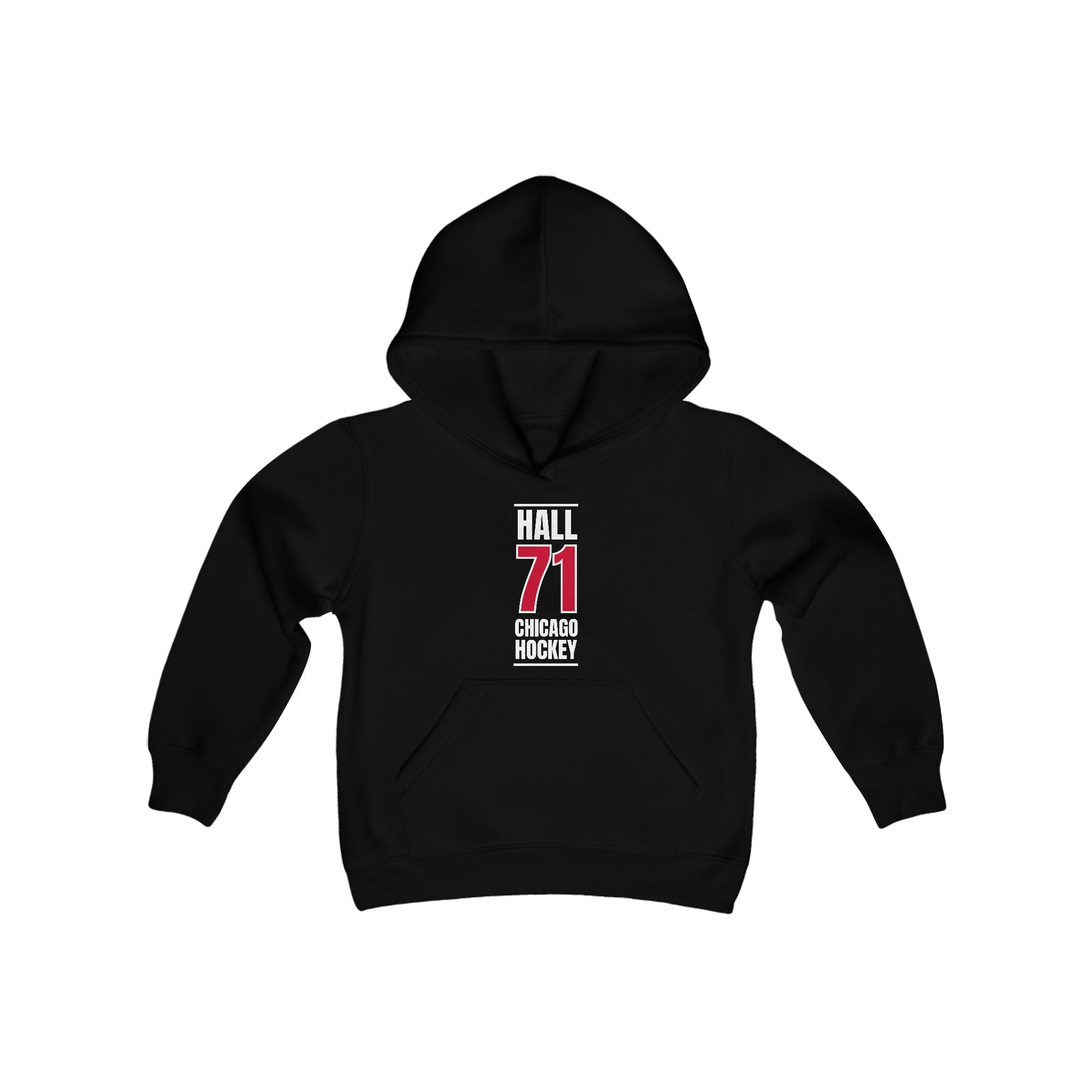 Hall 71 Chicago Hockey Red Vertical Design Youth Hooded Sweatshirt