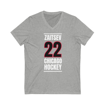 Zaitsev 22 Chicago Hockey Black Vertical Design Unisex V-Neck Tee