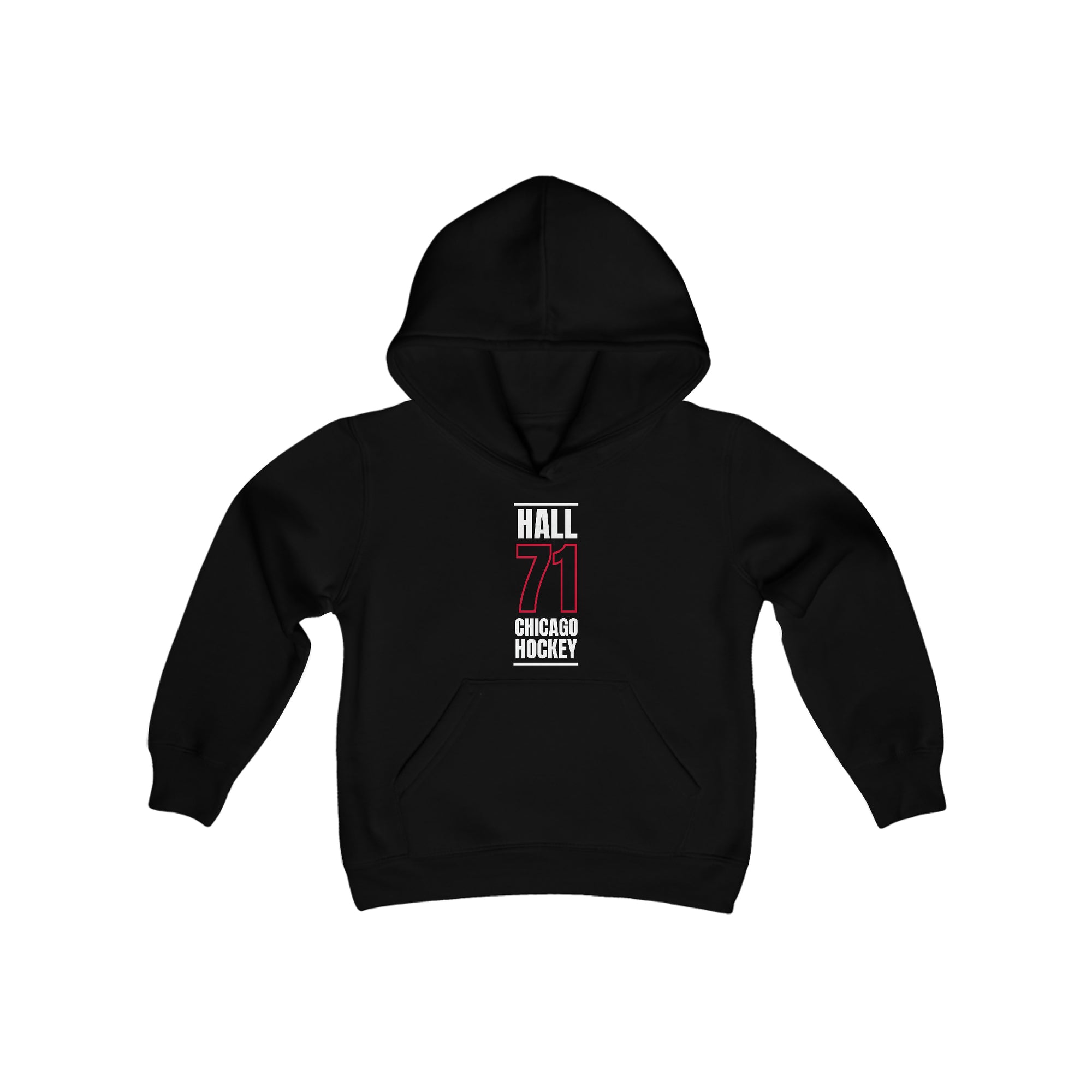 Hall 71 Chicago Hockey Black Vertical Design Youth Hooded Sweatshirt