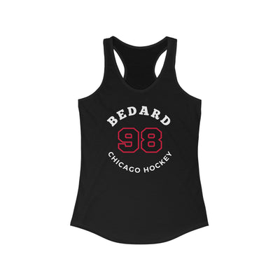 Bedard 98 Chicago Hockey Number Arch Design Women's Ideal Racerback Tank Top