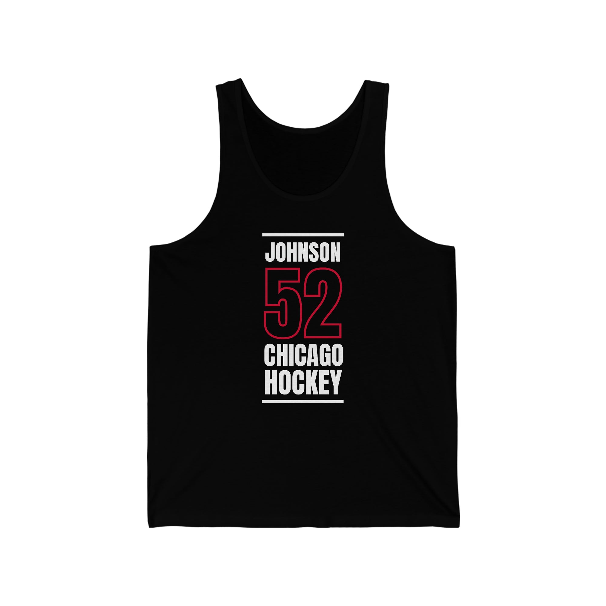 Johnson 52 Chicago Hockey Black Vertical Design Unisex Jersey Tank Top