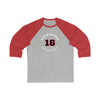 Dickinson 16 Chicago Hockey Number Arch Design Unisex Tri-Blend 3/4 Sleeve Raglan Baseball Shirt