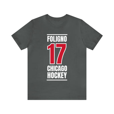 Foligno 17 Chicago Hockey Red Vertical Design Unisex T-Shirt