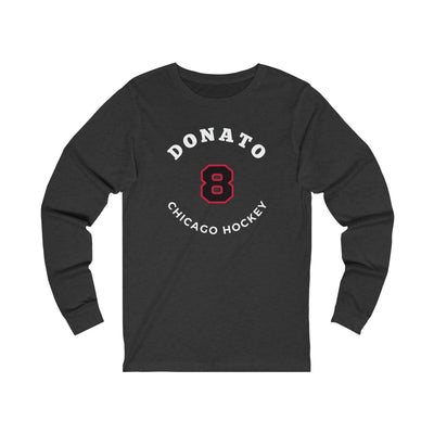 Donato 8 Chicago Hockey Number Arch Design Unisex Jersey Long Sleeve Shirt