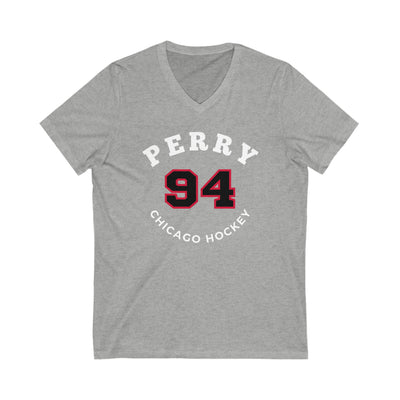 Perry 94 Chicago Hockey Number Arch Design Unisex V-Neck Tee