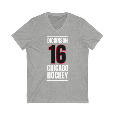 Dickinson 16 Chicago Hockey Black Vertical Design Unisex V-Neck Tee