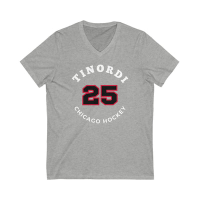 Tinordi 25 Chicago Hockey Number Arch Design Unisex V-Neck Tee