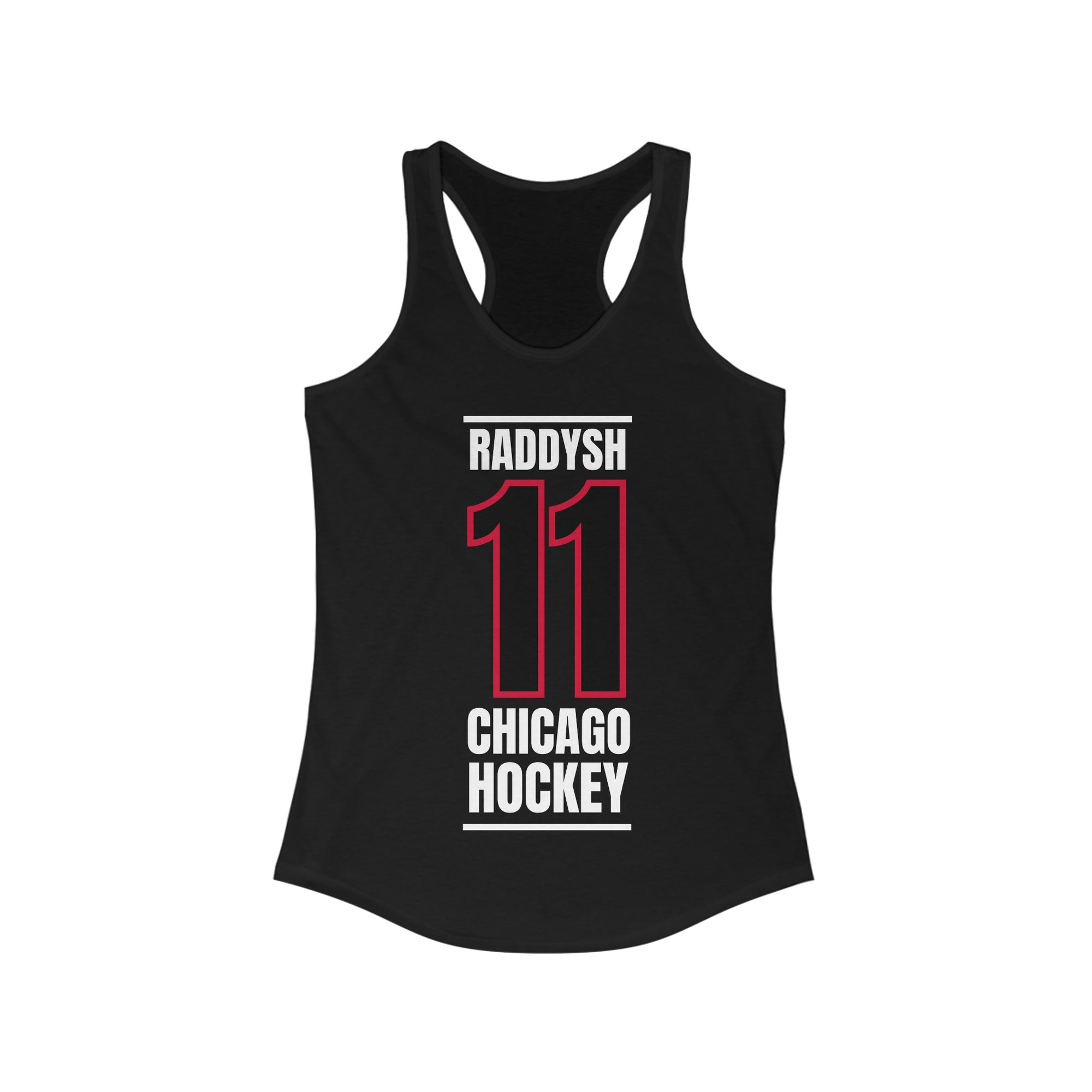 Raddysh 11 Chicago Hockey Black Vertical Design Women's Ideal Racerback Tank Top