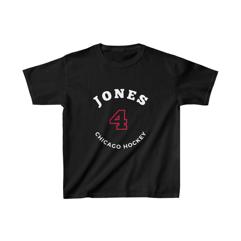 Jones 4 Chicago Hockey Number Arch Design Kids Tee