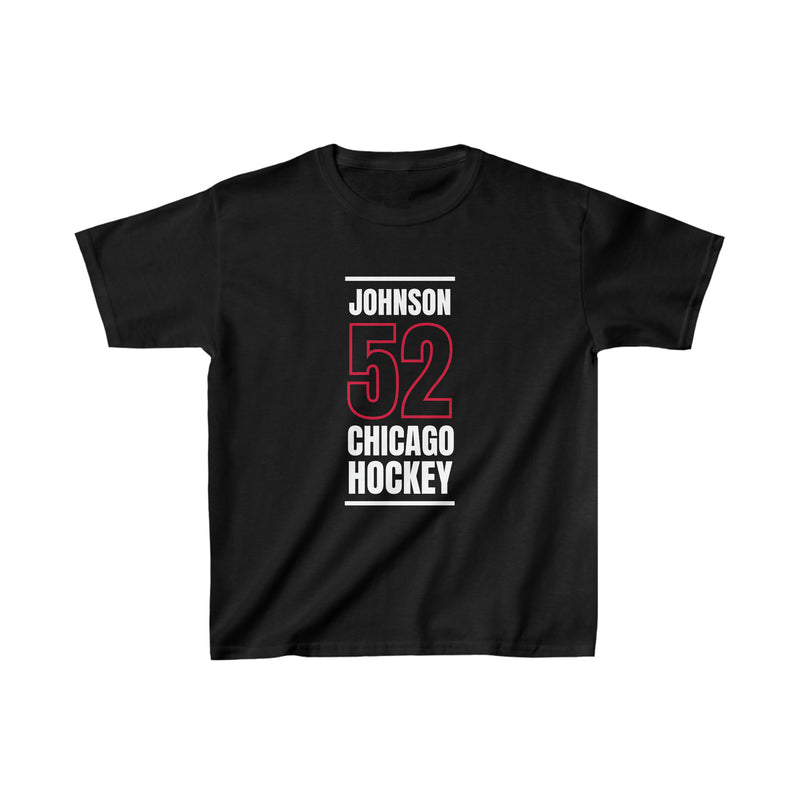 Johnson 52 Chicago Hockey Black Vertical Design Kids Tee