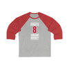Donato 8 Chicago Hockey Red Vertical Design Unisex Tri-Blend 3/4 Sleeve Raglan Baseball Shirt