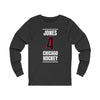 Jones 4 Chicago Hockey Black Vertical Design Unisex Jersey Long Sleeve Shirt