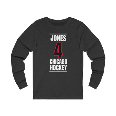 Jones 4 Chicago Hockey Black Vertical Design Unisex Jersey Long Sleeve Shirt