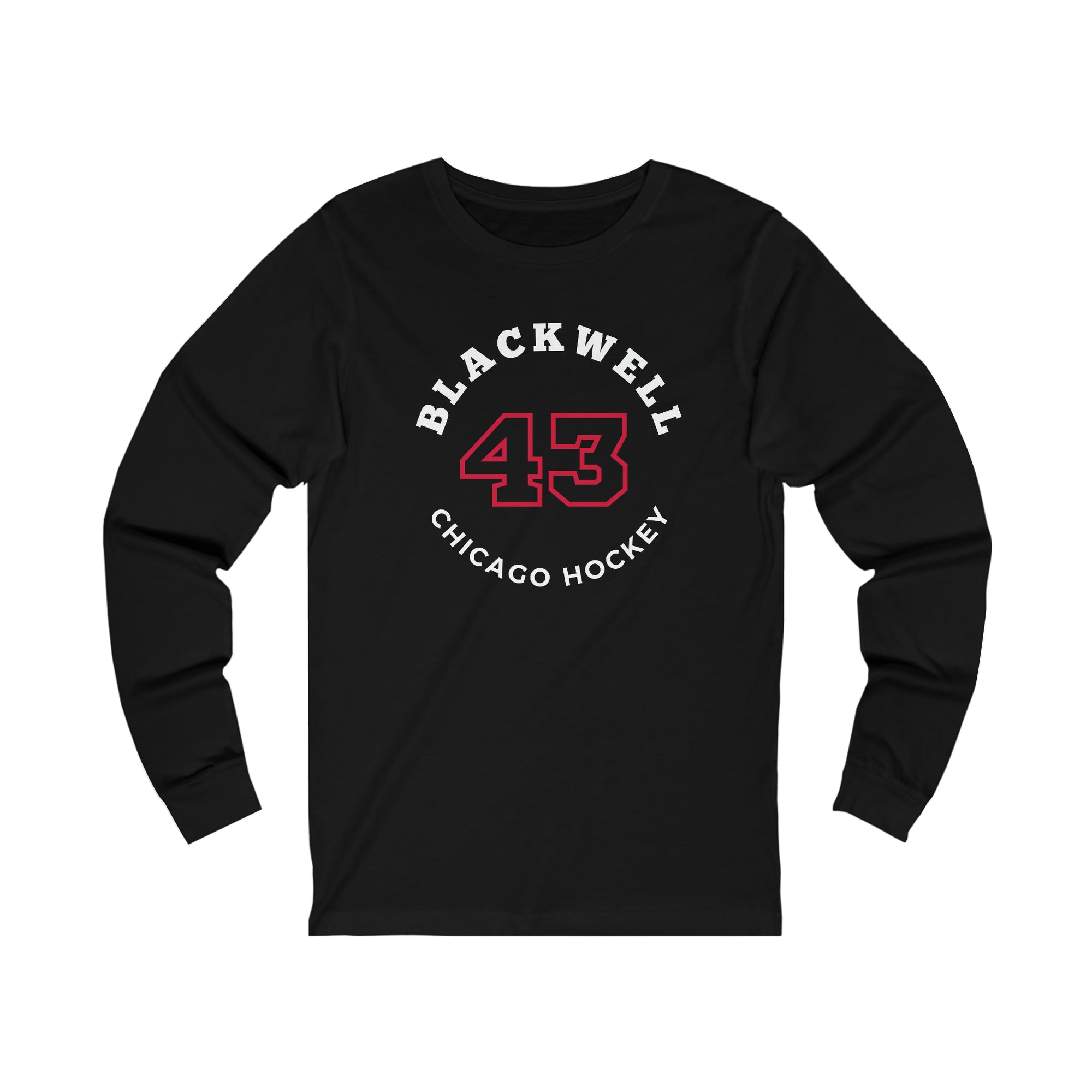 Blackwell 43 Chicago Hockey Number Arch Design Unisex Jersey Long Sleeve Shirt