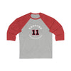 Raddysh 11 Chicago Hockey Number Arch Design Unisex Tri-Blend 3/4 Sleeve Raglan Baseball Shirt