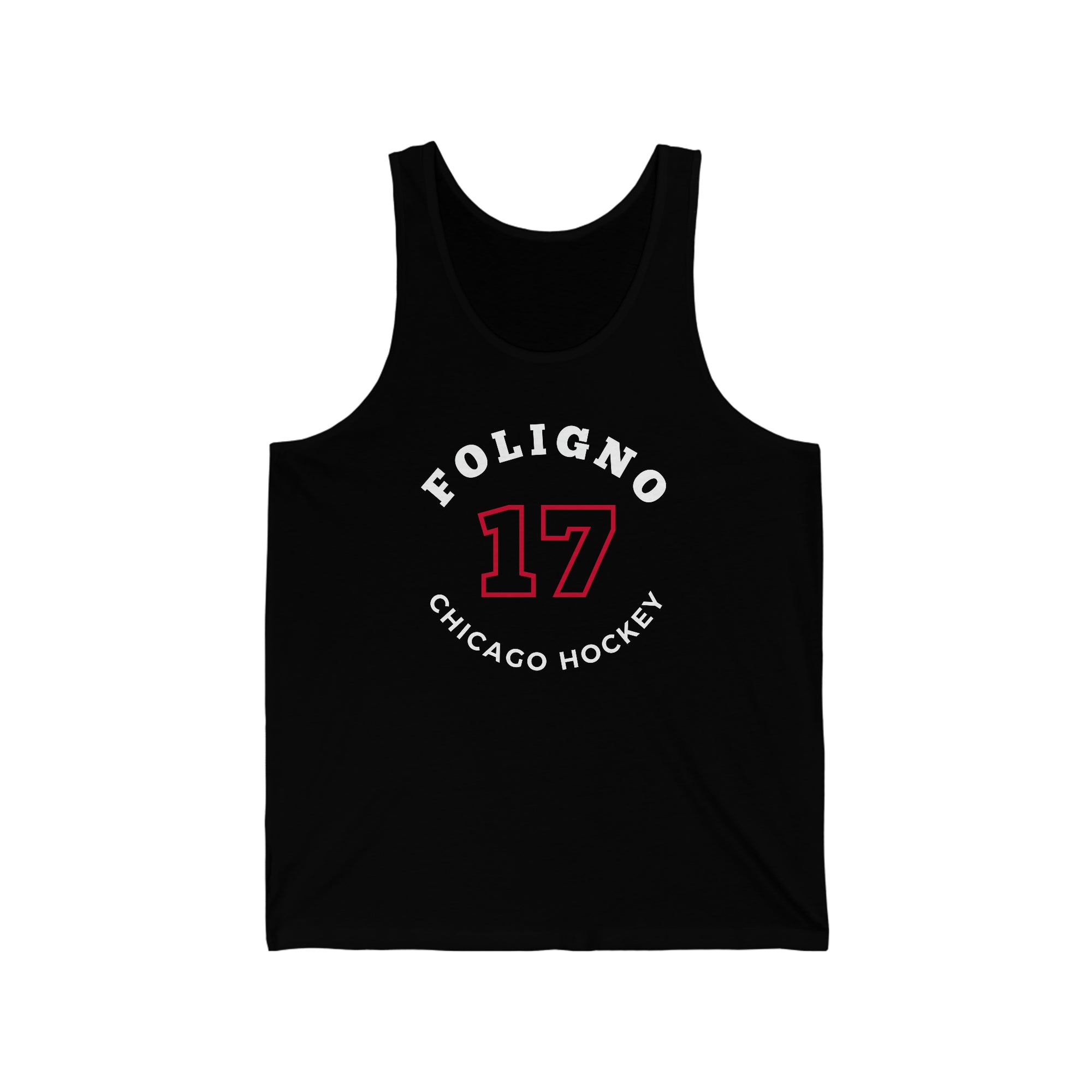 Foligno 17 Chicago Hockey Number Arch Design Unisex Jersey Tank Top
