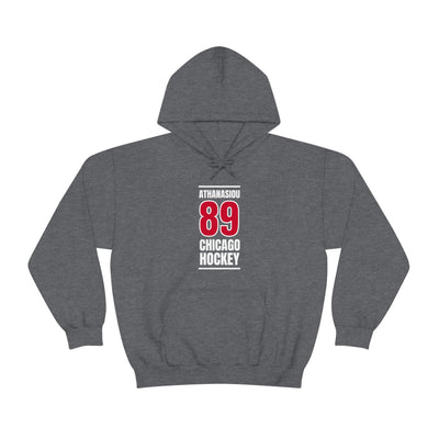 Athanasiou 89 Chicago Hockey Red Vertical Design Unisex Hooded Sweatshirt