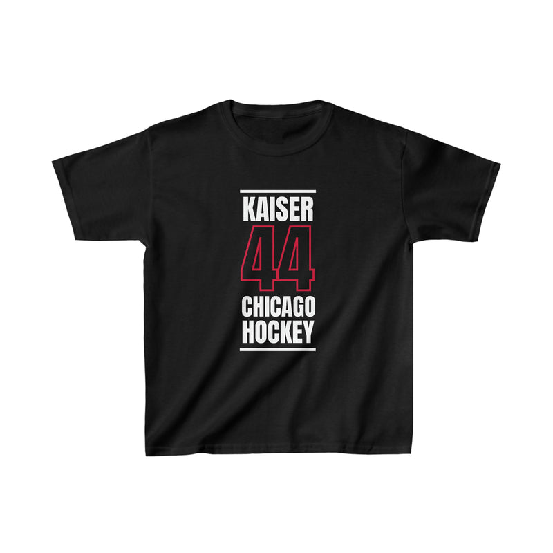 Kaiser 44 Chicago Hockey Black Vertical Design Kids Tee