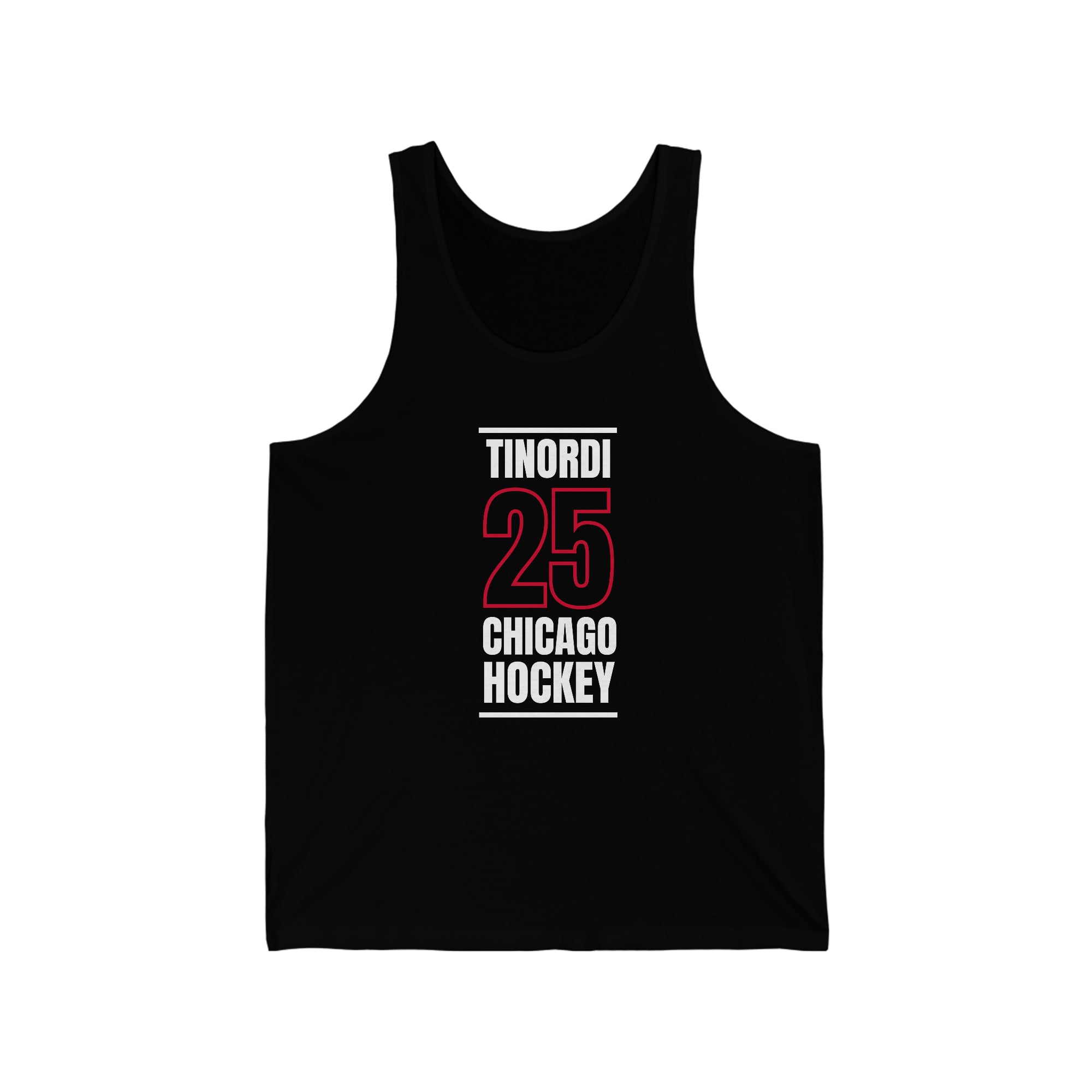 Tinordi 25 Chicago Hockey Black Vertical Design Unisex Jersey Tank Top