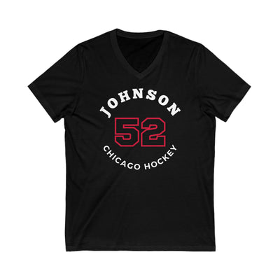 Johnson 52 Chicago Hockey Number Arch Design Unisex V-Neck Tee