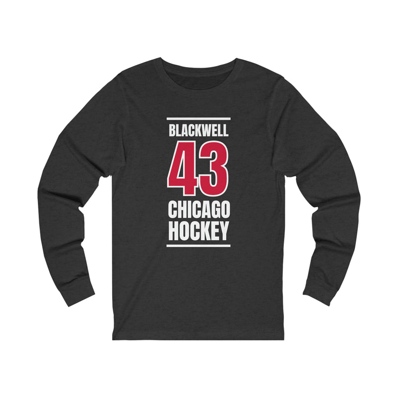 Blackwell 43 Chicago Hockey Red Vertical Design Unisex Jersey Long Sleeve Shirt