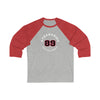 Athanasiou 89 Chicago Hockey Number Arch Design Unisex Tri-Blend 3/4 Sleeve Raglan Baseball Shirt