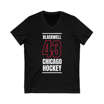 Blackwell 43 Chicago Hockey Black Vertical Design Unisex V-Neck Tee