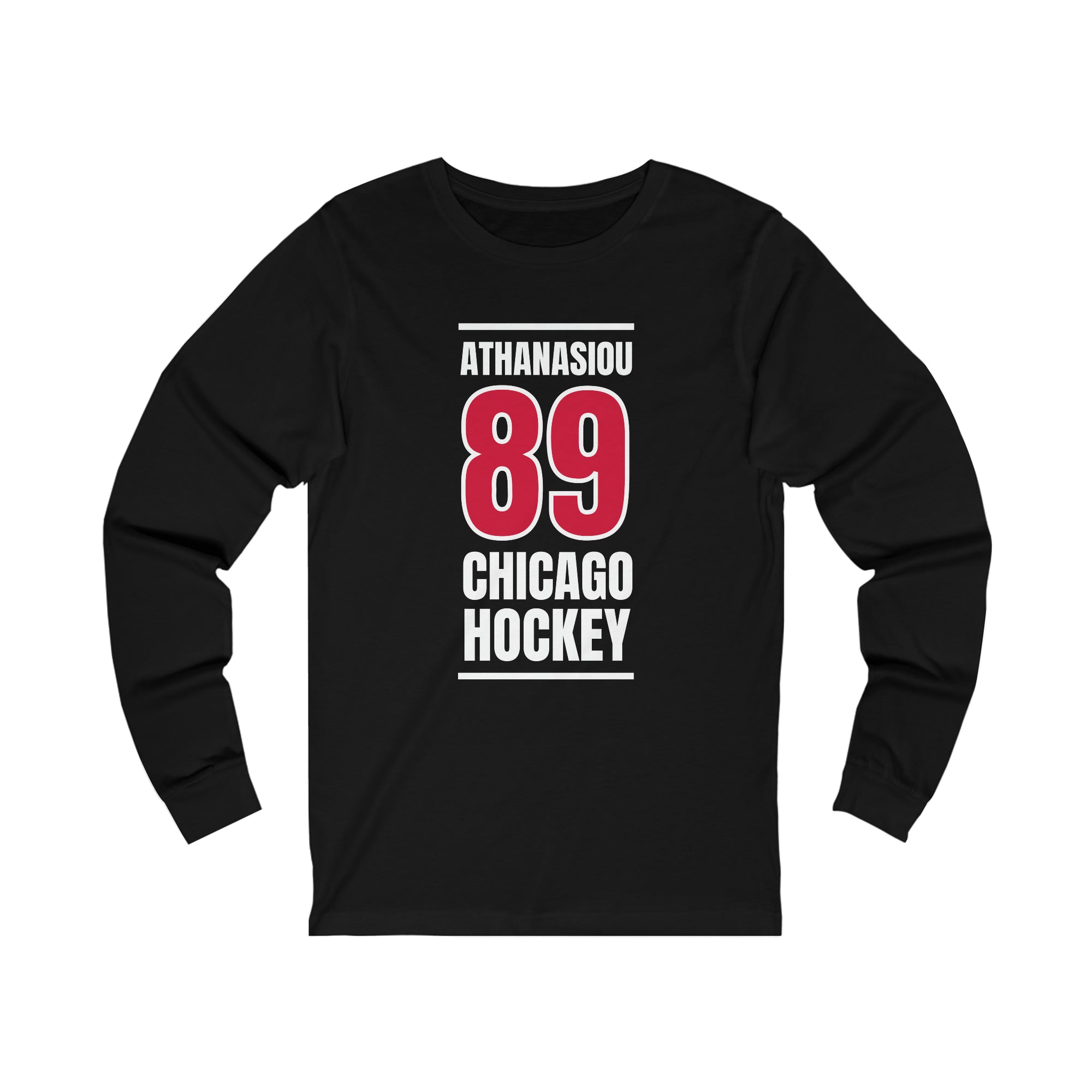 Athanasiou 89 Chicago Hockey Red Vertical Design Unisex Jersey Long Sleeve Shirt