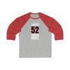 Johnson 52 Chicago Hockey Black Vertical Design Unisex Tri-Blend 3/4 Sleeve Raglan Baseball Shirt