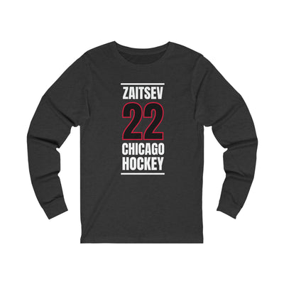 Zaitsev 22 Chicago Hockey Black Vertical Design Unisex Jersey Long Sleeve Shirt