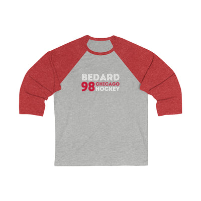 Bedard 98 Chicago Hockey Grafitti Wall Design Unisex Tri-Blend 3/4 Sleeve Raglan Baseball Shirt