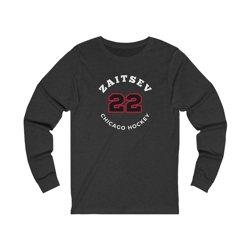 Zaitsev 22 Chicago Hockey Number Arch Design Unisex Jersey Long Sleeve Shirt