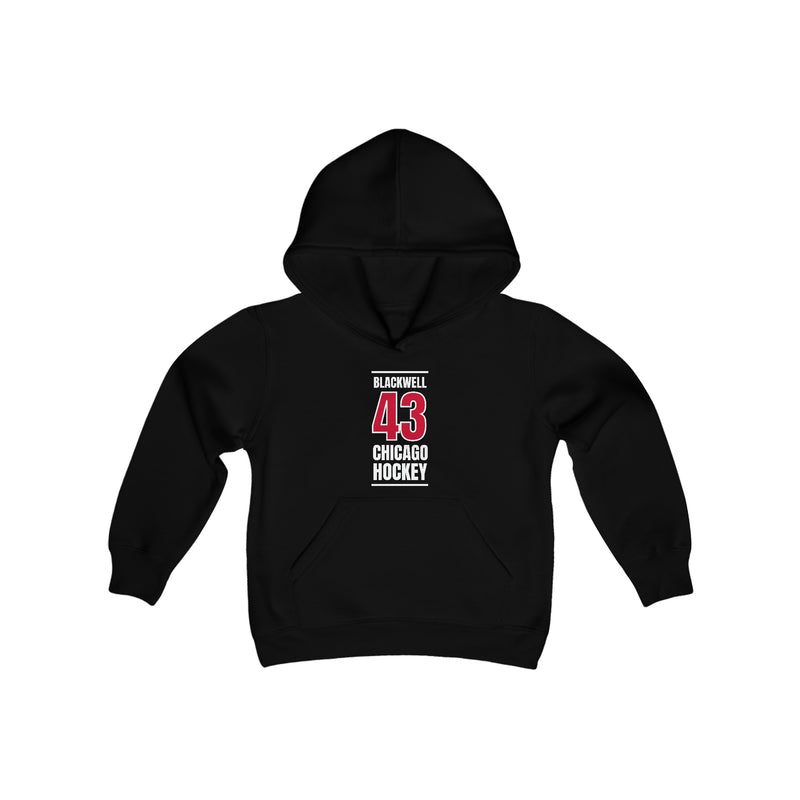 Blackwell 43 Chicago Hockey Red Vertical Design Youth Hooded Sweatshirt