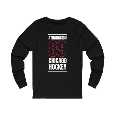 Athanasiou 89 Chicago Hockey Black Vertical Design Unisex Jersey Long Sleeve Shirt